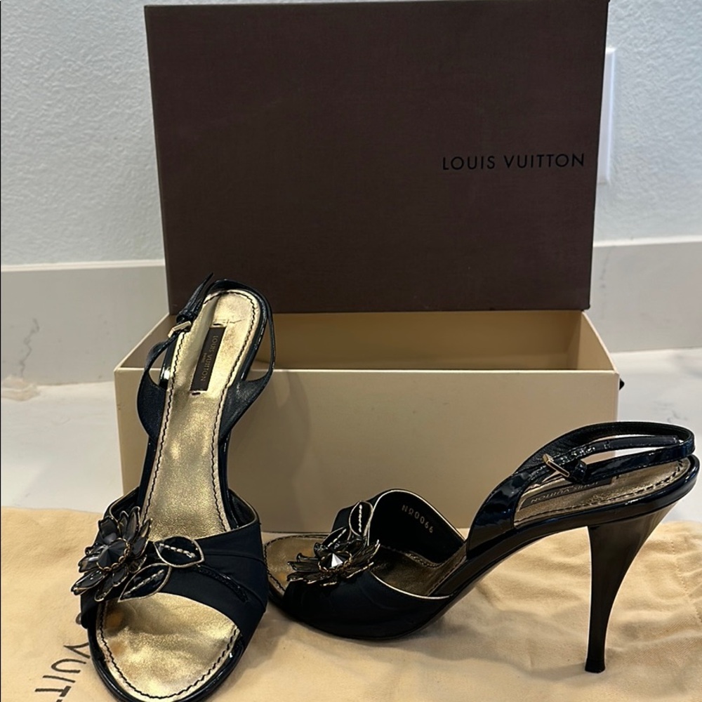 Louis Vuitton Black Embellished Sandals